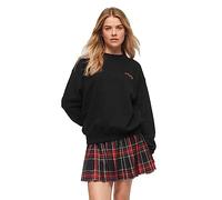 Superdry Damen Locker fallendes Sport Luxe Sweatshirt mit Rundhalsausschnitt Schwarz/Gold 36