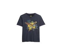 Superdry Damen Locker geschnittenes T-Shirt mit Biker-Rock-Grafik Mid Backstage Schwarz 42