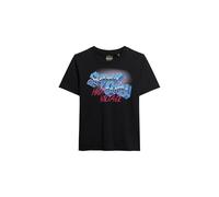 Superdry Damen Locker geschnittenes T-Shirt mit Rockband-Grafik Schwarz 40