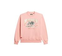 Superdry Damen Locker geschnittenes Travel Souvenir Sweatshirt Pfirsich Pink Meliert 42