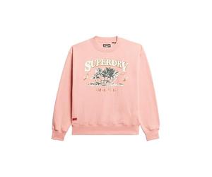 Superdry Damen Locker geschnittenes Travel Souvenir Sweatshirt Pfirsich Pink Meliert 42