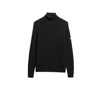 Superdry Damen Lockerer Zopfmuster-Rollkragenpullover Dunkel Anthrazitgrau 40