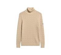 Superdry Damen Lässiger Rollkragenpullover mit Zopfmuster Winter Taupe Twist 40