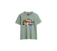 Superdry Damen Lockeres T-Shirt mit Tokyo Vintage Logo Grafikprint Lorbeer Kaki 42