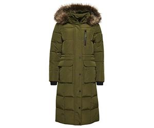 Superdry Damen LONGLINE FAUX FUR EVEREST COAT A4 - gepolstert, Surplus Goods Olive,