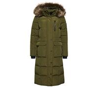 Superdry Damen Longline Faux FUR Everest Coat A4 - gepolstert, Surplus Goods Olive, M