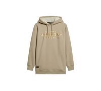 Superdry Damen Luxe Hoodie-Kleid mit Logo in Metallic-Optik Warm Grau 38-40