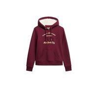 Superdry Damen Luxe Hoodie mit Logo in Metallic-Optik Burgunderrot 40
