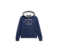 Superdry Damen Luxe Hoodie mit Logo in Metallic-Optik Sargassoblau 44