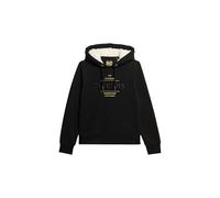 Superdry Damen Luxe Hoodie mit Logo in Metallic-Optik Schwarz 40