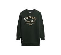 Superdry Damen Luxe Jerseykleid mit Metallic-Logo Akademie Dunkelgrün 36