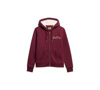 Superdry Damen Luxe Kapuzenjacke mit Logo in Metallic-Optik Burgunderrot 44