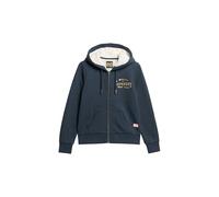 Superdry Damen Luxe Kapuzenjacke mit Logo in Metallic-Optik Trench Marineblau Meliert 44