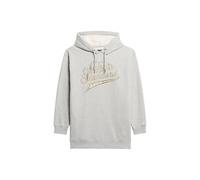 Superdry Damen Luxe Kapuzenkleid mit Logo in Metallic-Optik Bimsstein Beige Meliert 38-40