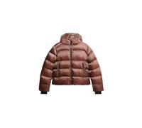Superdry Damen Luxe Sports Steppjacke mit Kapuze Muskatgewürz Braun Glanz 44