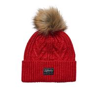 Superdry Damen Luxuriöse Beaniemütze mit Zopfmuster Feuerrot Meliert 1SIZE