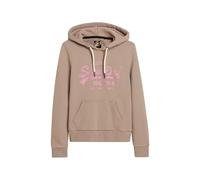 Superdry Damen Metallic Hoodie mit Vintage-Grafiklogo Dunkelbeige Strukturiert 36