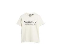 Superdry Damen T-Shirt Metallic Venue Relaxed Kurzarm Beige XS