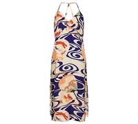 Superdry Damen Midi-Kleid mit Print und Nackenträger Ryusui Blau 36