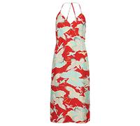 Superdry Damen Midi-Kleid mit Print und Nackenträger Tsuru-Rot 38