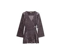 Superdry Damen Mini-Wickelkleid aus Samt Dunkles Felsgrau 40