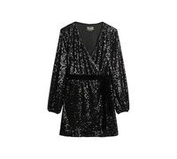 Superdry Damen Mini-Wickelkleid aus Samt mit Pailletten Schwarze Pailletten 42