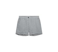 Shorts SUPERDRY "MID RISE LINEN SHORT", Damen, Gr. 24, N-Gr, indigo stripe, Web, Obermaterial: 100% Leinen, gestreift, regular fit ca. Mitte Oberschenkel, Hosen Shorts, aus 100% Leinen (46693952-24)