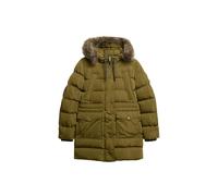 Superdry Damen Mittellanger Everest Steppmantel mit Kunstfellbesatz