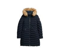 Superdry Damen Mittellanger Fuji Steppmantel mit Kapuze aus Kunstfell