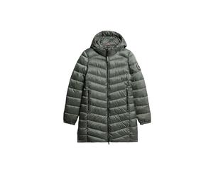 Superdry Damen Mittellanger Fuji Steppmantel mit Kapuze Sturmwetter Blau 38