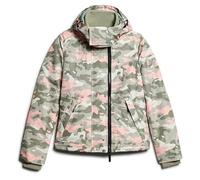 Superdry Damen Mountain Windjacke mit Kapuze Seegrasgrün Pink Tarnmuster 42