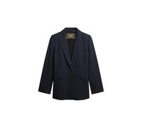 Superdry Damen Nadelstreifen Boyfriend Blazer Marineblau Nadelstreifen 42