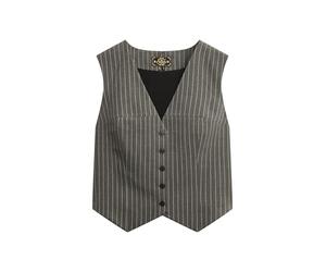 Superdry Damen Nadelstreifen Weste Grau Nadelstreifen 36
