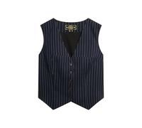 Superdry Damen Nadelstreifen Weste Marineblau Nadelstreifen 44