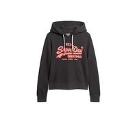 Superdry Damen Neon Hoodie mit Grafikprint Bison Schwarz 38