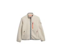Fleecejacke SUPERDRY "OUTDOOR FULL ZIP FLEECE", Damen, Gr. S, beige (ecru), Fleece, Obermaterial: 100% Polyester, unifarben mit Farbeinsatz, casual, relaxed fit hüftbedeckend, Langarm, Jacken (4321963