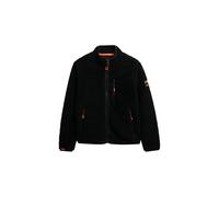 Fleecejacke SUPERDRY "OUTDOOR FULL ZIP FLEECE", Damen, Gr. S, schwarz (schwarz, schwarz), Fleece, Obermaterial: 100% Polyester, unifarben mit Farbeinsatz, casual, relaxed fit hüftbedeckend, Langarm, J