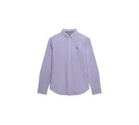 Hemdbluse SUPERDRY "SLIM OXFORD BD L/S SHIRT", Damen, Gr. L, fresh lavender, weiß, Web, Obermaterial: 100% Baumwolle, gestreift, slim fit normal, Manschette, Blusen Hemdbluse, Baumwolle, slim fit (475