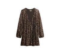 Superdry Sequin Wrap Langärmliges Kurzes Kleid XL Bronze Mega Sequin