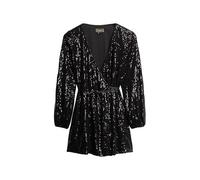 Superdry Sequin Wrap Langärmliges Kurzes Kleid L Black Angle Sequins