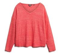 Superdry Damen Pullover mit V-Ausschnitt in Übergröße Korallenrot Twist 38