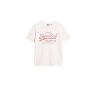 Superdry Damen Relaxtes T-Shirt mit Logo in Metallic-Optik Malve Kreide Pink 42