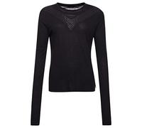 Superdry Damen Rock Lace LS Jersey Top T-Shirt, Vintage Black, XS