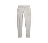 Superdry Damen Jogginghose Luxe – schmal, Logo in Metallic-Optik – Bimsstein Beige Meliert 44