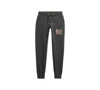 Superdry Damen Schmal geschnittene Luxe Jogginghosen mit Logo in Metallic-Optik Fast Schwarz Heide 44