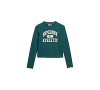 Superdry Damen Schmales Athletic Essentials Ringel-Langarmshirt Dunkles Piniengrün 36