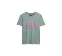Superdry Damen Schmales Vintage Logo T-Shirt mit Strass Silber Blau 42