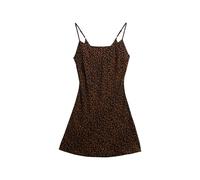 Superdry Damen Schräg geschnittenes Mini-Trägerkleid Leona Leopardenmuster 40