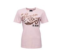 Superdry Damen Script T-Shirt mit Pailletten Muschelrosa Meliert 40