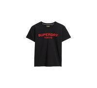 Kurzarmshirt SUPERDRY "SPORT LUXE GRAPHIC FITTED TEE" Gr. S, schwarz (black, red) Damen Shirts (37141644-S) black, red